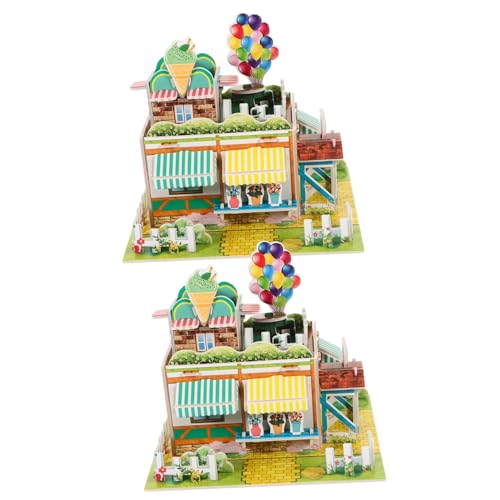 BESTonZON 2 Stück Teiliges Schaumstoff Puzzle Eiscreme Shop Modell Bausatz DIY Bastelspielzeug für Erwachsene und Kreatives Glatte Oberfläche für Architektur und Puzzlefans von BESTonZON