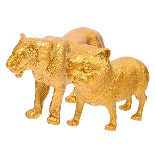 BESTonZON 2 Stück Tierornamente Aus Gold Miniatur-katzenspielzeug Mikrolandschaftstier Ausgestopft Kinderspielzeug 2+ Jahre Alter Junge Goldtiere Basteln Mini-nutztier Panzer Figuren Plastik von BESTonZON