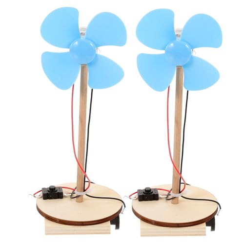 BESTonZON 2 Stück Tragbarer Mini-Handfächer Lüfter Elektrischer Experimentierkasten klein elektrospielzeuge wiatrak elektryczny handgefertigter elektrischer rot von BESTonZON