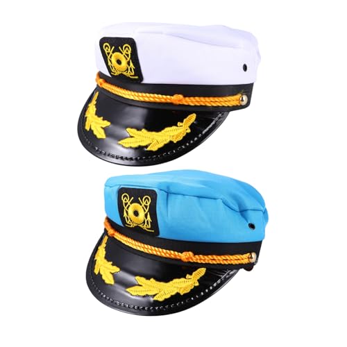 BESTonZON 2 Stück Verstellbare Yacht Kapitänsmütze Unisex Blau Weiß Matrosen Kostümhut für Halloween Karneval Cosplay Party Erwachsene BESTonZON 2 Stück Verstellbare Yacht Kapitänsmütze Unisex Blau Weiß Matrosen Kostümhut für Halloween Karneval Cosplay Party Erwachsene von BESTonZON