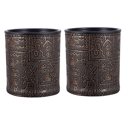 BESTonZON 2 Stück Würfelbecher Mit Ägyptischem Muster Würfel-stapelbecher Würfelstapelbecher Geprägt Würfelbecher-Spiel Unterhaltung Würfelbecher Werfen Würfelspiel Plastik Black von BESTonZON