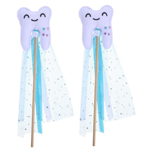 BESTonZON 2 Stück Zahn Fee Zauberstäbe mit Zahn Design Bunte Dekorative Feenstäbe für Geeignet für Party Kostüme Aufführungen und Festlichkeiten Fantasievolle Accessoires für Mädchen von BESTonZON