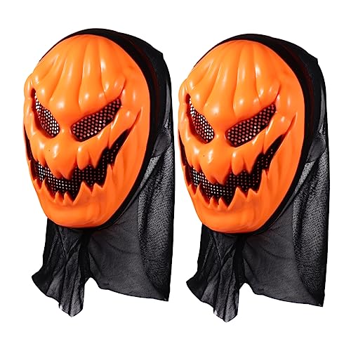 BESTonZON 2stücke Gruselige Kürbis-masken Für Halloween Atemberaubende Atmungsaktive Party-requisiten Orangefarbene Teufelsmasken Für Cosplay Und von BESTonZON