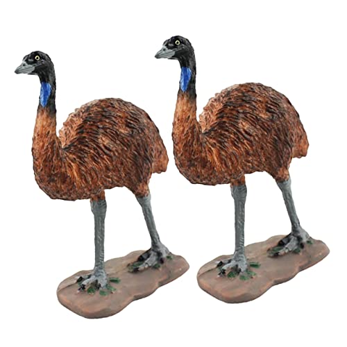 BESTonZON 2 Stücke Straußenschmuck Mini-strauß-Figur Kleine Straußfigur Lebensechte Straußenstatue Schildkröte Leopard Alligator Tiere Tierfiguren Kleines Straußenmodell Plastik Brown von BESTonZON