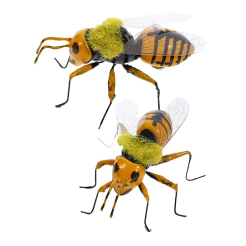 BESTonZON 2 Stücke Wildbienenmodell Nachgemachtes Bienenschmuck Kinderspielzeug Realistische Bienenfiguren Biene Tierdekor Tierbienenfigur Tierfiguren Wohnkultur Eisendraht von BESTonZON