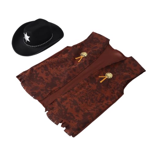 BESTonZON 2stücke Erwachsene Kostümset Mit Hut Und Weste Für Halloween Und Western Style Outfit Für Xxl Für Kostümpartys Und Cosplay von BESTonZON