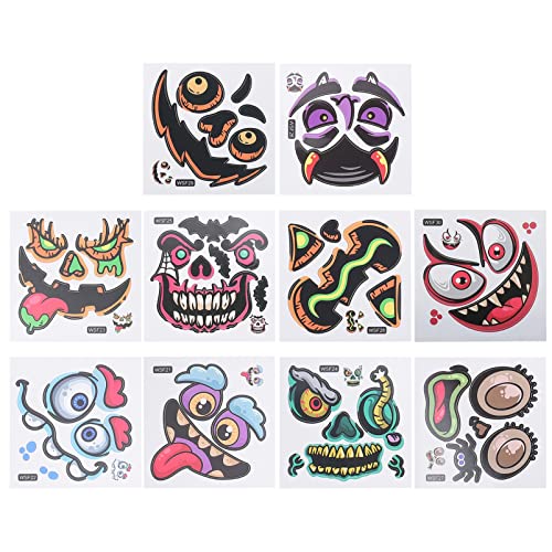 BESTonZON 20 Blätter Halloween-Aufkleber Aufkleber Für Halloween Tasche Kürbis Aufkleber Dekorative DIY-Aufkleber Halloween-gesichtsdekorationsaufkleber Kürbis-dekoraufkleber PVC von BESTonZON