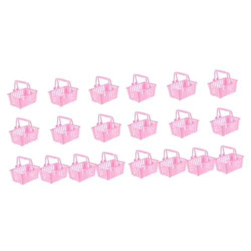 BESTonZON 20 STK Puppen-Einkaufskorb Minikorb Korb für Kinder Mini-Tragekorb Spielzeug Korb Kinder kinderkorb Mini Körbe Mini-Einkaufskörbe Handheld Süßigkeiten-Korb Plastik Rosa von BESTonZON