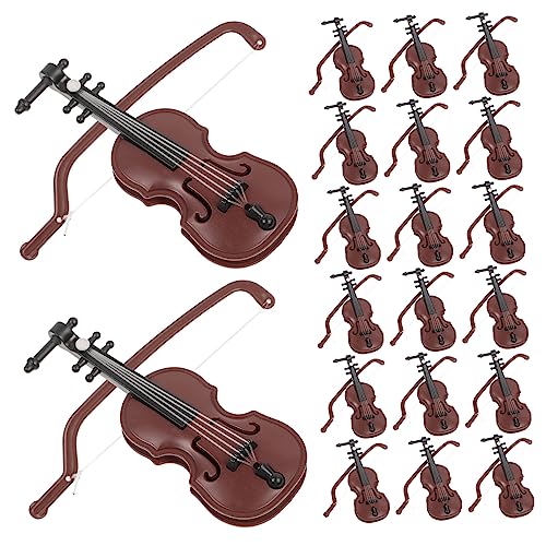 BESTonZON 20 Sätze Mini-Geige winzige Geigen Spielzeuggeige winzige Geige, die Musik spielt Musical Instruments büro Dekoration Violine Handwerk Desktop-Dekorationen Plastik Coffee von BESTonZON