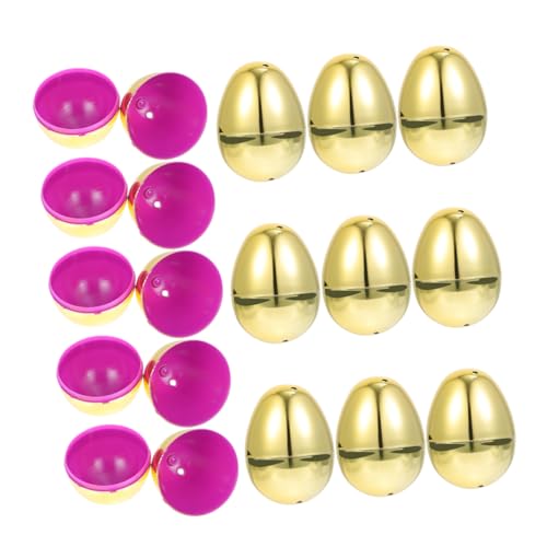 BESTonZON 20 Stück Dekoratives Osterei- Eier Spenderbehälter mit Rollen befüllbar fillable easter eggs plastik ei easter present Kinderspielzeug Osterparty bevorzugt Lieferungen Golden von BESTonZON