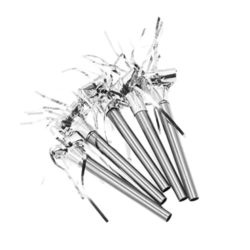 BESTonZON 20 Stück Drachenpfeife Blasen Noisemaker Silber Party Schlag Kind Blowouts Pfeifen Geburtstags-gebläse Lustige Instrumente Geräuschemacher Partei Bevorzugt Gebläse Silver von BESTonZON