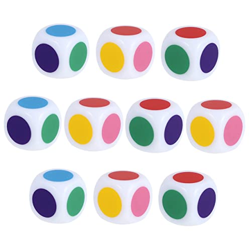 BESTonZON 20 Stück Farbig Bedruckte Würfel Lernen Würfel Farblehrwürfel Lernwürfel Sechsseitige Spielwürfel Spiel-Requisiten Interaktive Würfel Würfeln Beibringen Colorful Acryl von BESTonZON
