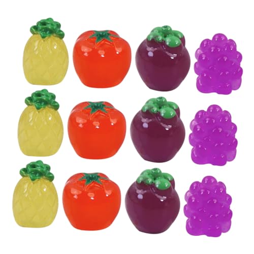 BESTonZON 20 Stück Künstliche Mini Früchte Realistische Dekoration für Miniaturhäuser Bastelprojekte und Fotografie Lebensnahe Nachbildung von Obst Mangosteen Tomaten Ananas Trauben von BESTonZON