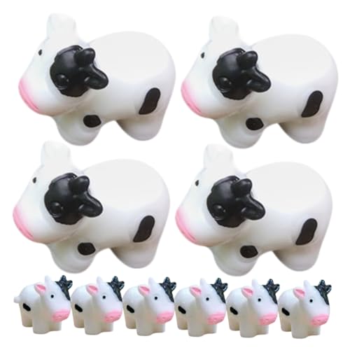 BESTonZON 20 Stück Kuh-Verzierung Miniaturkühe Mini-Tierfiguren Kuchendekorationen vom Bauernhof Spielzeugkühe Kuchendeckel vom Bauernhof Kuh-Kuchen-Topper Harz Weiß von BESTonZON