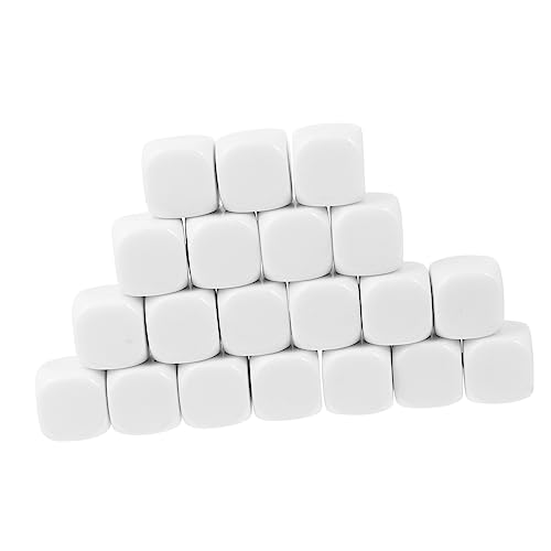 BESTonZON 20 Stück Leere Würfel spielwürfel Blank dice Small dice Decorating dice Unfinished dice Party Kind Würfeln klein bedruckbare Würfel Spielzubehör Würfel zählen Acryl Weiß von BESTonZON