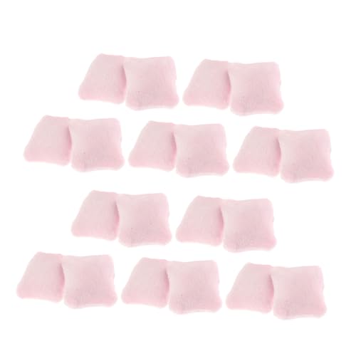 BESTonZON 20 Stück Maßstab Miniatur Puppenhaus Kissen Deko für Sofa Bett Mini Möbel Zubehör Rosa Miniatur Kissen für Puppenhaus Wohnzimmer Schlafzimmer von BESTonZON