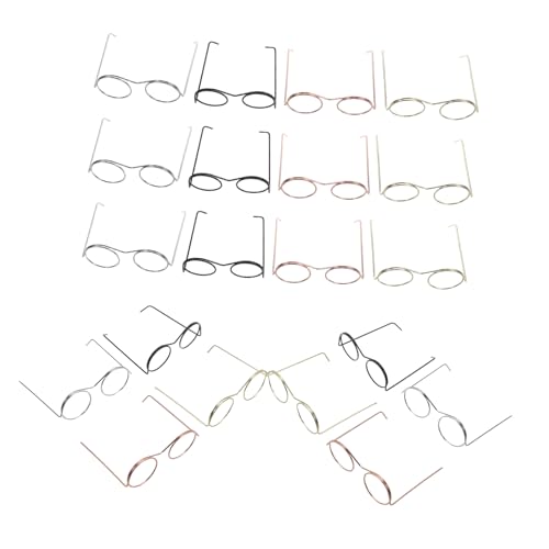 BESTonZON 20 Stück Mini Brillenrahmen Mini Puppenhaus Zubehör Puppen Bastelbedarf Brillen Puppenbrille Miniatur Puppenhaus Zubehör Mini Brillen Winzige Brillen Stahldraht von BESTonZON