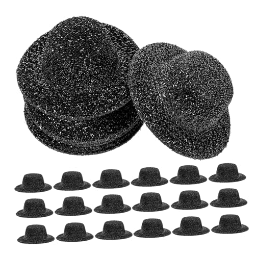 BESTonZON 20 Stück Mini Jazz Hüte Schwarz Dekorative Mini Hüte für Puppen DIY Bastelzubehör Stilvolle Partydekoration Vielseitig Einsetzbar für Puppenhaus und Kostüme von BESTonZON