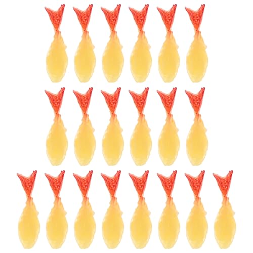 BESTonZON 20 Stück Mini Simulationsgarnelenschwanz Miniatur Meeresfrüchte Display Requisiten Rollenspiel Japanische Lebensmittel Meeresfrüchte Figuren Künstliche Garnelen Lebensmittel von BESTonZON