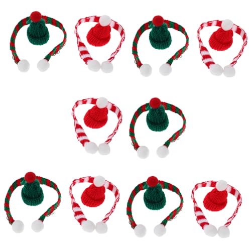 BESTonZON 20 Stück Mini Weihnachtsmützen und Schals Teiliges Set Festliche Mini Weihnachtsdeko für Weinflaschen Tischdekoration und Besteck Bunte Nikolausmützen und Kleine Schals für von BESTonZON