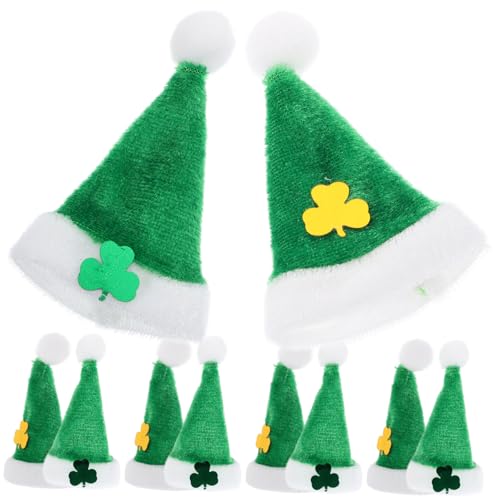 BESTonZON 20 Stück Mini-klee-Ornamente Miniaturhut Party Mini-kleeblätter Puppenmützen Selber Machen Patricks Kappen Kleeblatt-minihüte Klein Für Winzig Mini-hüte Puppenmützen-dekore Plüsch von BESTonZON