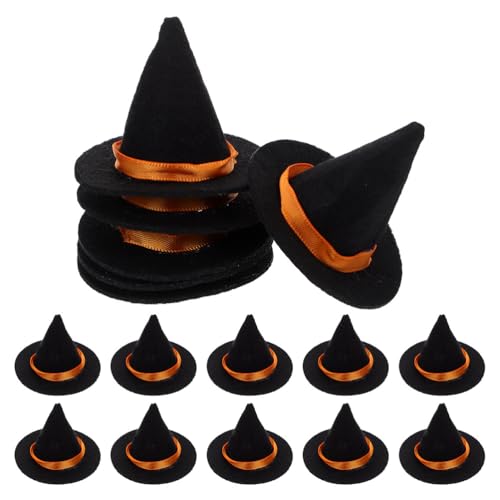BESTonZON 20 Stück Miniatur-Halloween-Hexenhüte, kleine Zaubererhüte aus Filz, Weinflaschenhüllen für DIY-Bastelarbeiten, Partydekorationen, Puppen-Anziehzubehör BESTonZON 20 Stück Miniatur-Halloween-Hexenhüte, kleine Zaubererhüte aus Filz, Weinflaschenhüllen für DIY-Bastelarbeiten, Partydekorationen, Puppen-Anziehzubehör von BESTonZON