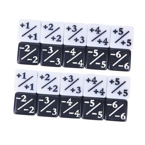 BESTonZON 20 Stück Plus- Und Minuswürfel Requisiten Für Würfelspiele Spielwürfel Loyalitätswürfel Black Acryl von BESTonZON