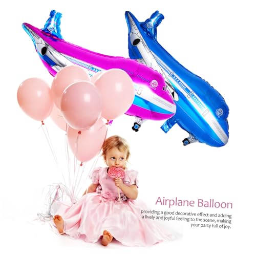 BESTonZON 20 Stück Teiliges Folienballon Flugzeug Dekorationen Aluminiumfolie Geburtstagsdeko Party Zubehör Blau Rosa Luftballons für Aviation Thema von BESTonZON