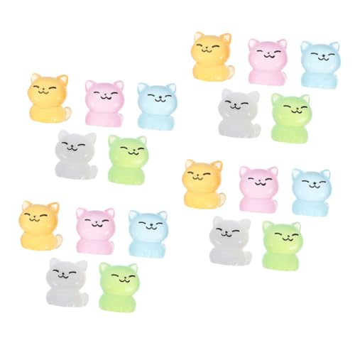 BESTonZON 20 Stück Teiliges Leuchtende Katzenfiguren aus Resin Fluoreszierende Mini katzenskulpturen für Puppenhaus Garten Feengarten deko Detailreiche Mikro landschaftsornamente von BESTonZON