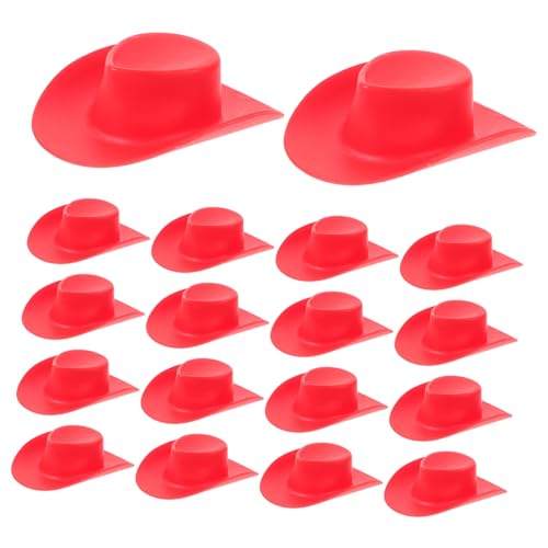 BESTonZON 20 Stück Teiliges Mini Cowboyhut Kunststoff Dekorative Miniatur Western Cowgirl Hüte für Puppenhaus Partydeko Cosplay und Flaschen Stylisch und Vielseitig Einsetzbar von BESTonZON