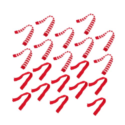 BESTonZON 20 Stück Teiliges Mini Wollschal Kreative Puppenschals in Rot weiß grün Gestreift Zarte Dekoration für Puppen Partyzubehör Leicht und Platzsparend Geschenkidee von BESTonZON