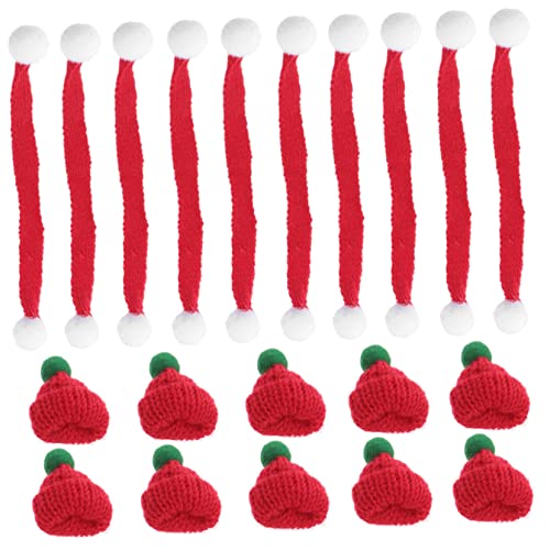 BESTonZON 20 Stück Weihnachts Hüte Miniatur Babypuppe Weihnachten Winzig Strickt Klein Stoff Für Wolle Mini-weihnachtsmütze Weihnachts-Mini-strickmütze Weihnachtsbedarf Rot Strickgarn von BESTonZON