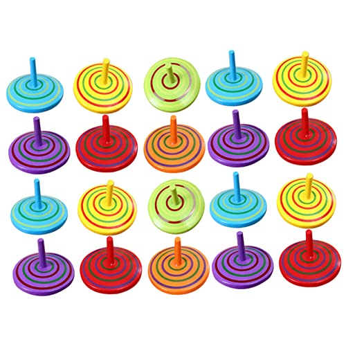 BESTonZON Holz Gyro Spielzeug Set 20 Stücke Gyroskop Spielzeug Sicher Kinder Zubehör Zufällig von BESTonZON