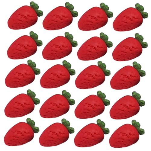 BESTonZON 20 Stücke Gefälschte Erdbeere Miniaturen Plüsch Gefälschte Mini Erdbeeren Harz Miniatur Erdbeeren Modelle von BESTonZON