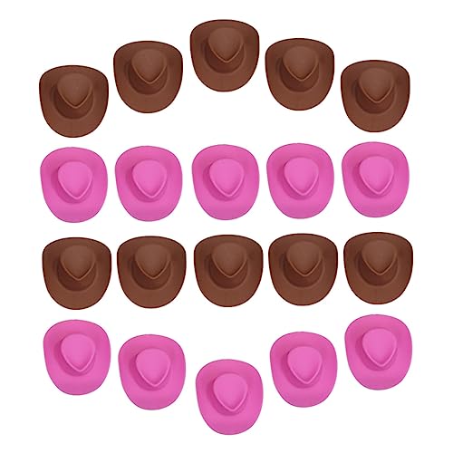 BESTonZON 20St Mini-Cowboyhut für kinderspielzeug Puppenzubehör für DIY Spielzeughut kinderknallzeug rosafarbener Cowgirlhut Puppe Cowboyhut klein Sitz Mini-Hut Plastikhüte von BESTonZON