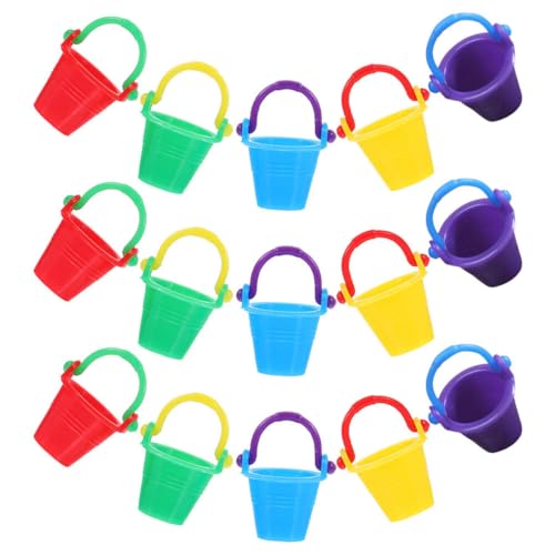 BESTonZON 20Stücke Mini Eimer Miniatur Eimer für Puppenhäuser Kreative Deko für Feengarten und Rollenspiele Realistische Details Blau Rot von BESTonZON