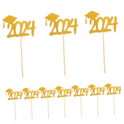 BESTonZON 20st Abschlussfahne Jubiläum Cupcake-boxen Kuchen Tortenaufsatz Hochzeit Gänseblümchen Geburtstag Dekorationen Hochzeitstorte Topper Glücklich Cupcake -stand Holz Golden von BESTonZON