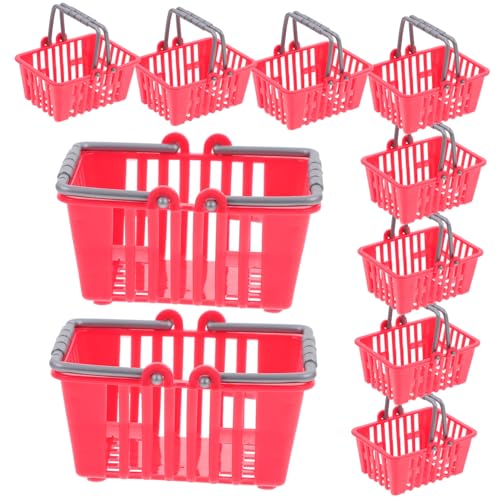 BESTonZON 20st Mini-einkaufskorb Lebensmittelgeschäft Mädchen Kleiner Spielzeugkorb Miniatur-snackkorb Kleiner Einkaufskorb Einkaufswagen Für Mini Körbe Plastik Rot von BESTonZON