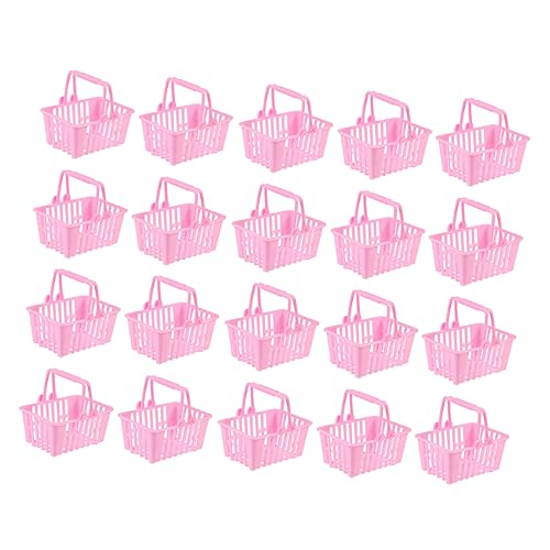 BESTonZON 20st Mini-einkaufswagen Winzig Einkaufskorb Einkaufen Kleiner Korb Mit Henkel Einkaufskorb Kleinkind Einkaufskorb Einkaufskorb Weidenkörbe Mädchen Plastik Rosa von BESTonZON