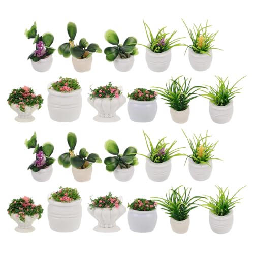 BESTonZON 22 Stück Puppenhauspflanzen: Simulation Miniatur-Topfpflanzen für Puppenhausdekoration – Gefälschte grüne Bonsai-Mini-Blumentopf-Requisiten für kleine Schreibtischflächen BESTonZON 22 Stück Puppenhauspflanzen: Simulation Miniatur-Topfpflanzen für Puppenhausdekoration – Gefälschte grüne Bonsai-Mini-Blumentopf-Requisiten für kleine Schreibtischflächen von BESTonZON