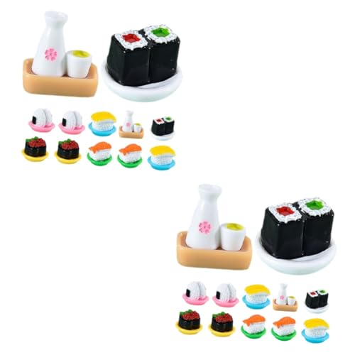 BESTonZON 24 STK Simuliertes Japanisches Sushi Büro-Schreibtischzubehör Puppenhaus Lebensmittelmodell Desktop-Dekor Sushi-Modell-Essen klein DIY zubehör Ornamente Dekorationen schmücken Harz von BESTonZON