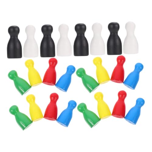 BESTonZON 24 Stück Schachfiguren aus Holz schachcomputer Chess Tischspiele настольные игры familienspiel Tischmarker Token für Brettspiele Schachbrett zubehör Schach Ersatz Spielkomponente von BESTonZON