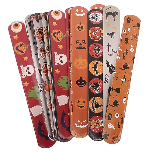 BESTonZON 24 Stück Teiliges Halloween Thema Slap Armband Set Bunte PVC Wristbands für Halloween Partyaccessoires Leicht und Bequem für Feste und BESTonZON 24 Stück Teiliges Halloween Thema Slap Armband Set Bunte PVC Wristbands für Halloween Partyaccessoires Leicht und Bequem für Feste und von BESTonZON