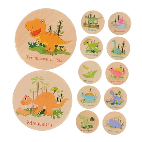 BESTonZON 24 Stück Teiliges Holz Dinosaurier Memoryspiel für Pädagogisches Beobachtungsfähigkeiten und Konzentration Lernspiel für Vorschulkinder und Kleinkinder von BESTonZON