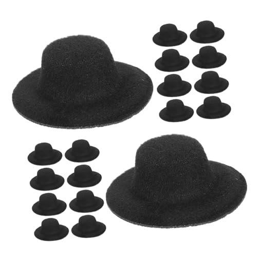 BESTonZON 24 Stück Teiliges Mini Filz-hüte Leichte Miniatur-zylinder für Puppen Handliche Kleine Bastel-hüte mit Vintage-charme für Diy-dekorationen Weihnachts Partyaccessoires Schwarz von BESTonZON