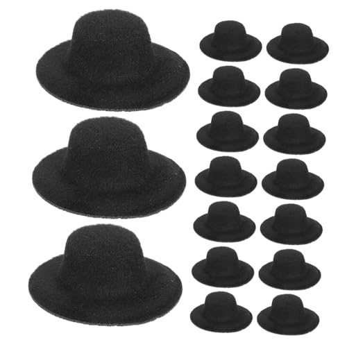 BESTonZON 24 Stück Teiliges Mini Filz-miniatur-hüte Kleine Formelle Bastel-hochzeitsmützen Schwarz für Diy-weihnachtsdeko Puppenaccessoires Partyornamente von BESTonZON
