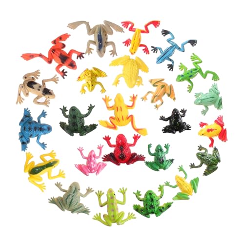 BESTonZON 24 Stück Teiliges Mini Froschfiguren Simulation Realistisch Bunte Froschmodelle für Partygeschenke Badewannenspielzeug Deko von BESTonZON