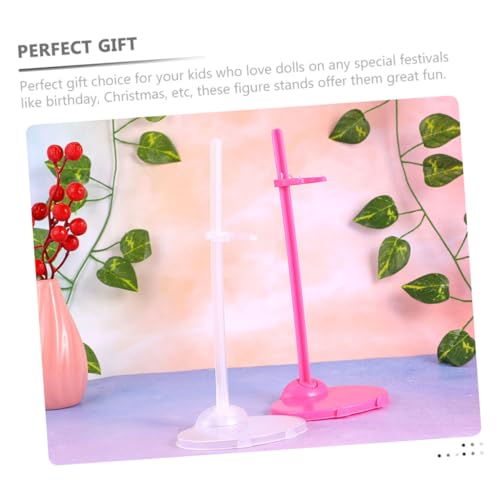 BESTonZON 24 Stück Teiliges Puppenständer Transparente und Rosa Halterungen Stabile Kleine Figurenhalter für Puppenhaus Tragbare Puppenhalter für Mädchen Langlebige Displayständer von BESTonZON
