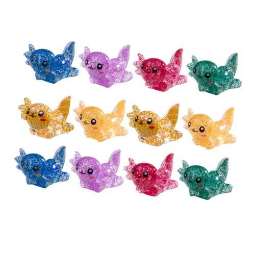 BESTonZON 24 Stück Teiliges Set Mini Axolotl Figuren aus Handbemaltem Kunstharz Farbenfrohe Miniatur Deko für Aquarium Puppenhaus DIY Bastelprojekte und Garten Charmante Partygeschenke für von BESTonZON