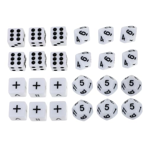 BESTonZON 24 Stück Würfel Lehren Würfel Für Das Klassenzimmer Doppelte Würfel Lernwürfel Mathematikspiel Würfel Pädagogisches Mathe-stütze Mathe-Spiel Spiele Weiß Acryl von BESTonZON